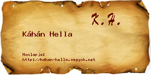 Káhán Hella névjegykártya